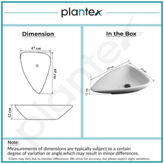 Plantex Ceramic Wash Basin/Triangle Basin with 10 Years Glaze Warranty by Plantex/Tabletop Wash Basin for Bathroom/Home/Office/Hotel - (White - 25.5 x 18.5 x 5 Inch)-3