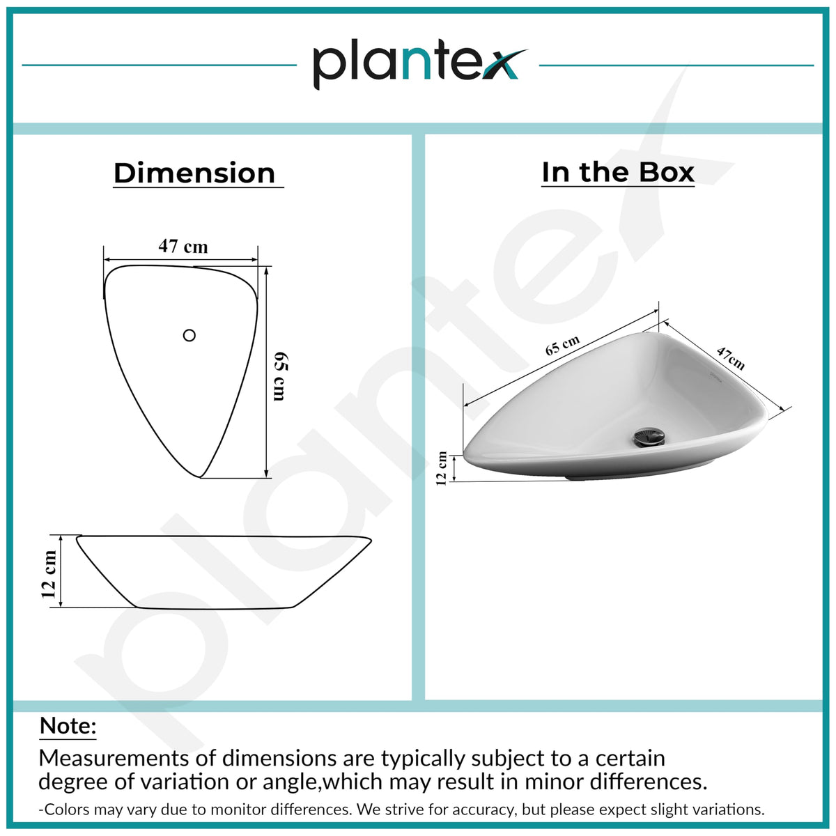 Plantex Ceramic Wash Basin/Triangle Basin with 10 Years Glaze Warranty by Plantex/Tabletop Wash Basin for Bathroom/Home/Office/Hotel - (White - 25.5 x 18.5 x 5 Inch)-3