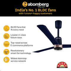 atomberg Renesa Elite Smart 1200mm Voice Enabled BLDC Ceiling Fan with Remote Control | BEE 5 star | High Air Delivery with Moonbeam LED Light | Designer Fan | 5 Year Warranty | Ritz Blue