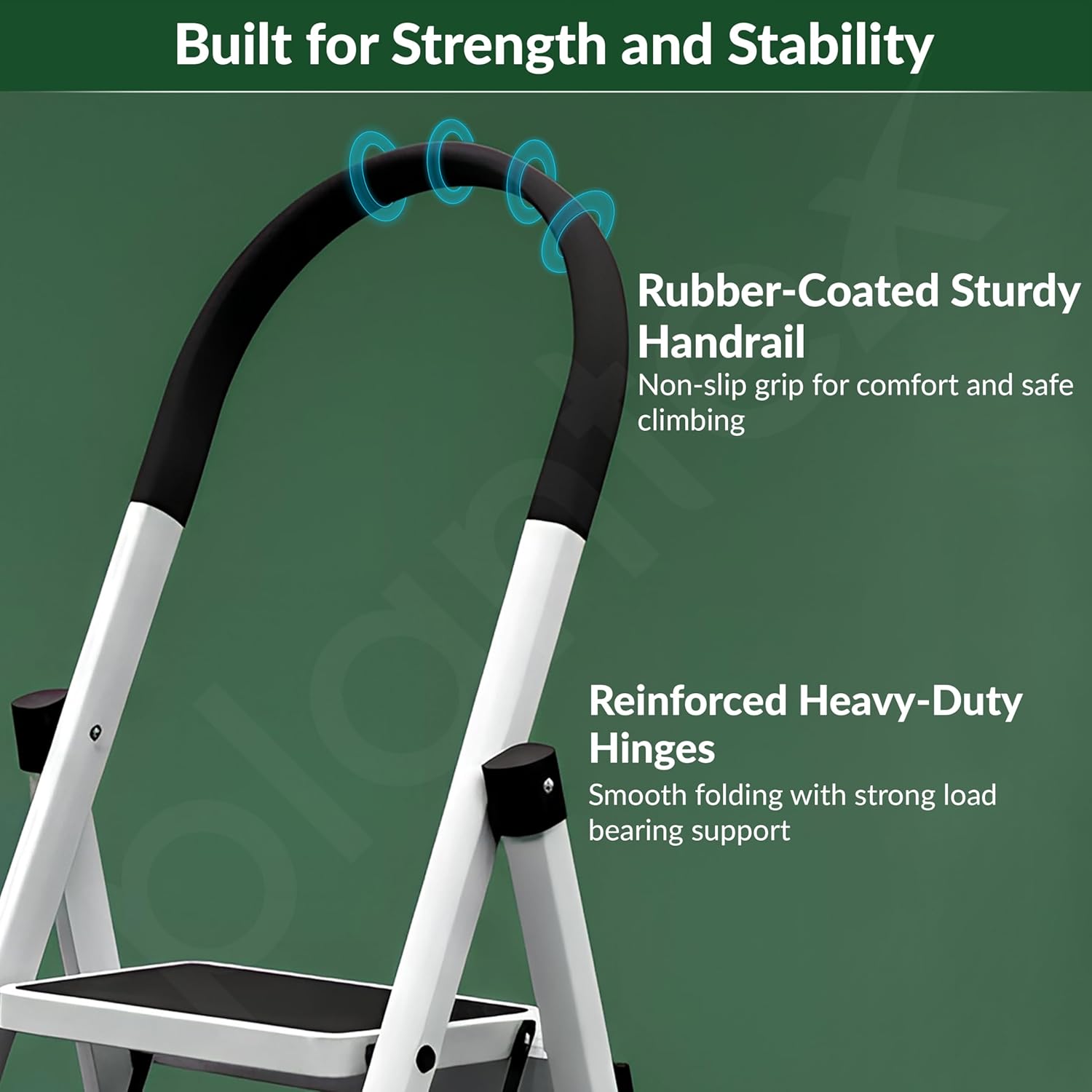 Plantex Ladder for Home 5 Steps/Foldable Ladder with Anti-Skid Wide Steps (30L x 20W cm)/Strong D-Shape Pipe with X-Support for More Stability/5 Year Warranty(Apex-White)