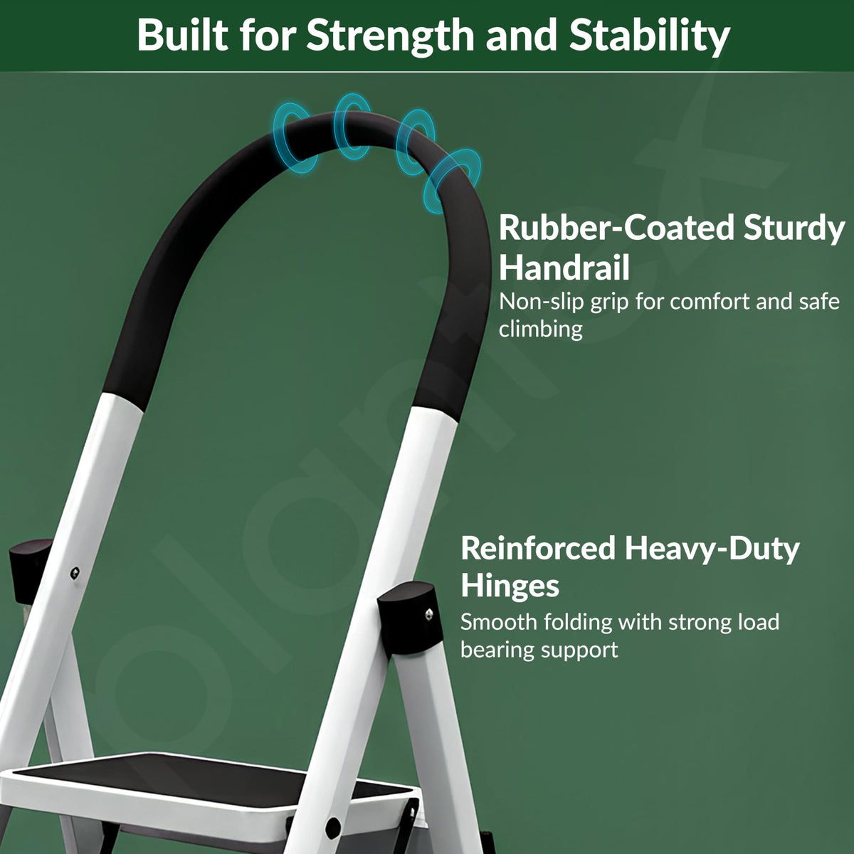 Plantex Ladder for Home 4 Steps/Foldable Ladder with Anti-Skid Wide Steps (30L x 20W cm)/Strong D-Shape Pipe with X-Support for More Stability/5 Year Warranty(Apex-White)-5