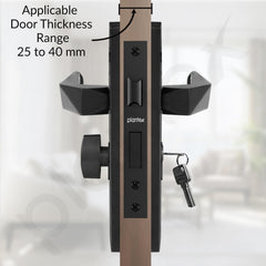 Plantex Heavy-Duty Door Lock Handle Set/6-Lever Lock Mechanism with 3 Years of Warranty/Mortise Lock with 3 Keys, Brass Lock Body & Cylinder - (Z-Black)-4