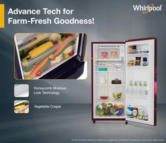 Whirlpool 184 L 2 Star Direct-Cool Single Door Refrigerator (205 WDE PRM 2S WINE SERENA-Y, Red, 2026 Model)