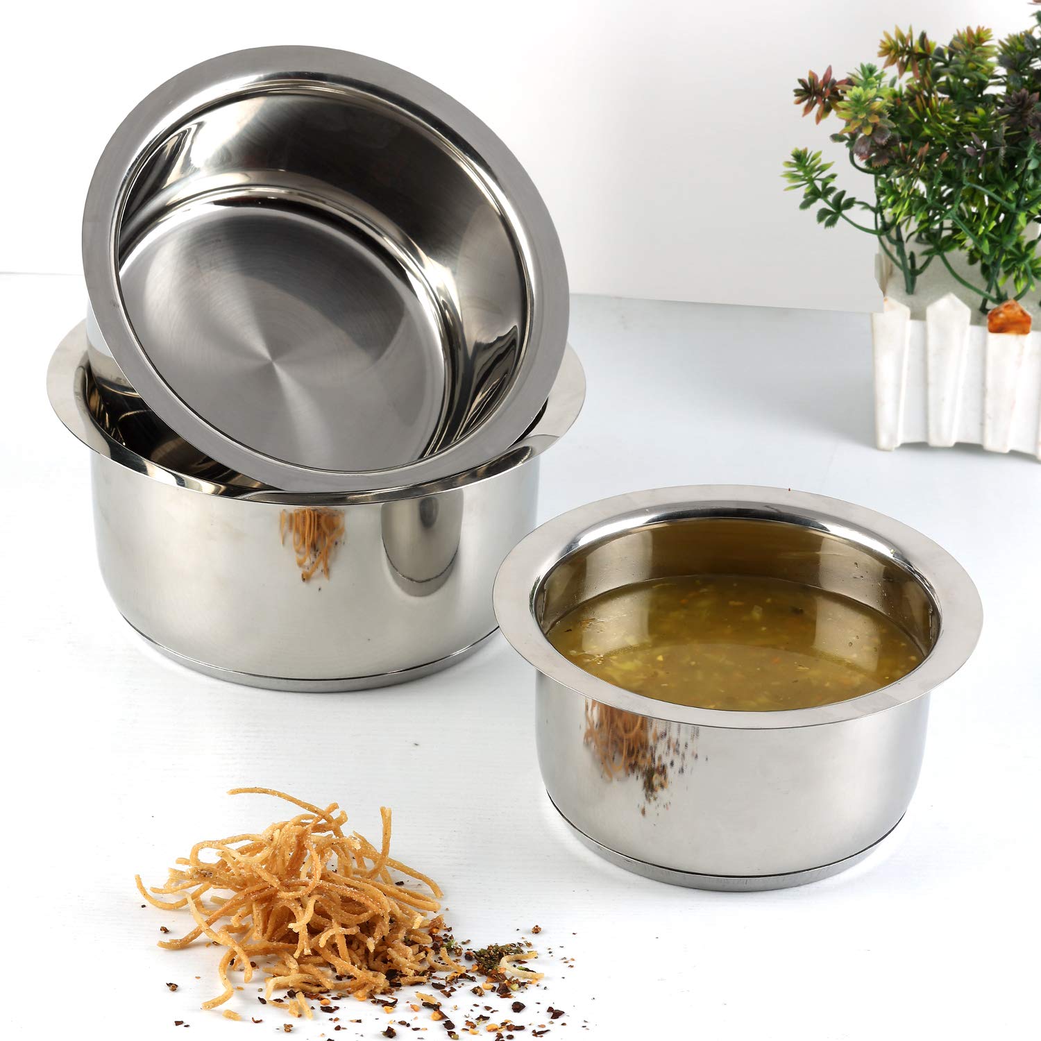Vinod Kitchen in The Box Stainless Steel Cookware Set – 25 Piece Combo | Multipurpose Bartan & Donga Set for Cooking | Induction & Gas Stove Compatible – Silver