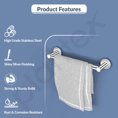 Plantex Towel Rod for Bathroom/12 inch Towel Bar/Towel Holder/Towel Hanger for Home/Bathroom Accessories - Pack of 3 (Chrome)-2
