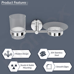 Plantex 304 Grade Stainless Steel Soap and Brush Holder Stand for Bathroom and Wash Basin/Bathroom Accessories - Oreo (Chrome)-2