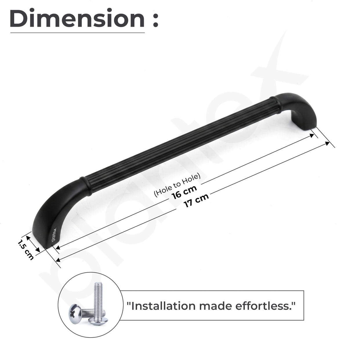 Plantex Cabinet Handle/160mm Handle for Drawer/Wardrobe/Kitchen Handle/Pull-Push Handle for Home/Office - Pack of 2 (Black) (Model APS-PH-105)-2