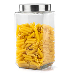 AGARO Elegant Glass Jar 3500 ml, Steel Lid, Storage Glass Container, Transparent, Kitchen Organiser, Multipurpose Jar