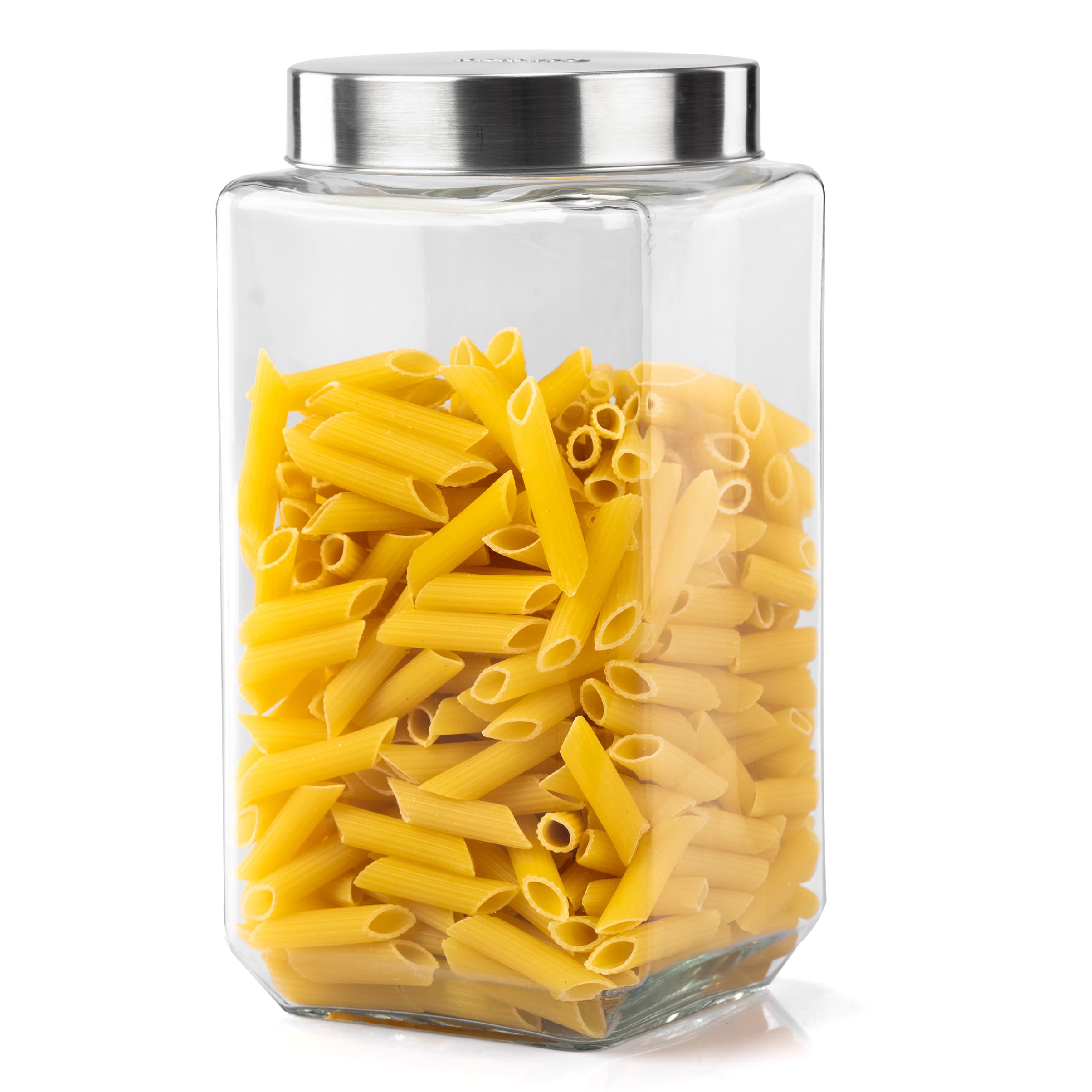 AGARO Elegant Glass Jar 3500 ml, Steel Lid, Storage Glass Container, Transparent, Kitchen Organiser, Multipurpose Jar