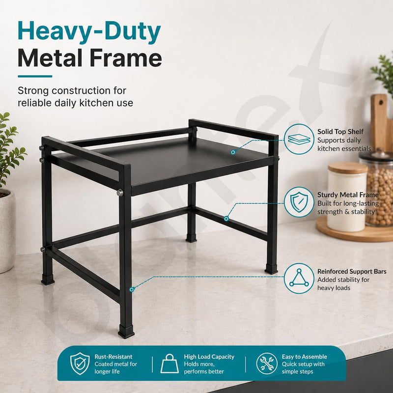 Plantex Microwave Oven Stand for Kitchen Platform/OTG/Oven Rack with Storage Cabinet/Multipurpose Kitchen Counter Organizer Stand - (Black)-5