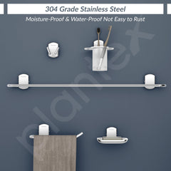Plantex Parv 304 Grade Stainless Steel Towel Rod for Bathroom/Soap Holder/Napkin Ring/Tumbler Holder/Robe Hook/Bathroom Accessories - Chrome-5