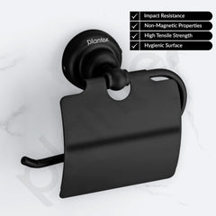 Plantex 304 Grade Stainless Steel Toilet Paper Roll Holder/Toilet Paper Holder/Tissue Roll Holder for Bathroom Accessories - Skyllo (Black)-2