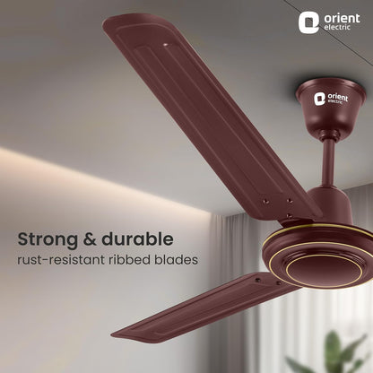 Orient Electric Apex-FX 1200mm Ceiling Fan for Home| BEE 1 Star Rated Energy Efficient Fan| Rust Resistant | Strong and Powerful Motor | 2 Years Warranty by Orient | Brown - Pack of 1