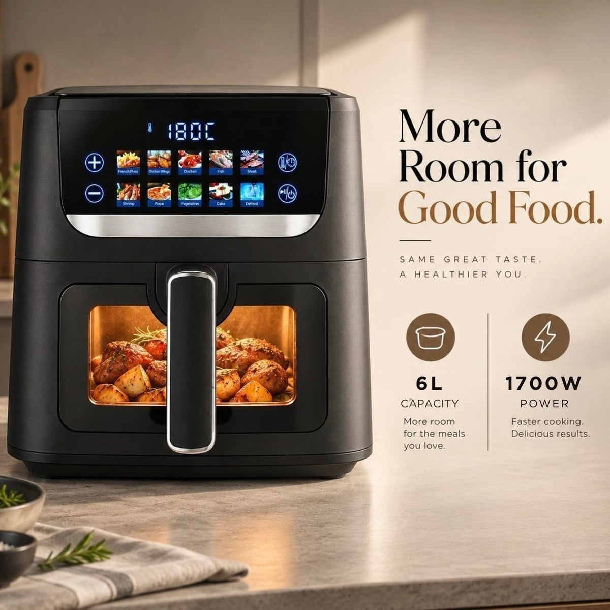 Faber 6.0L 1700W Dual Heater Digital Air Fryer | Fry, Bake, Roast | 85% Less Oil,360 hot air circulation | 10-Preset Men