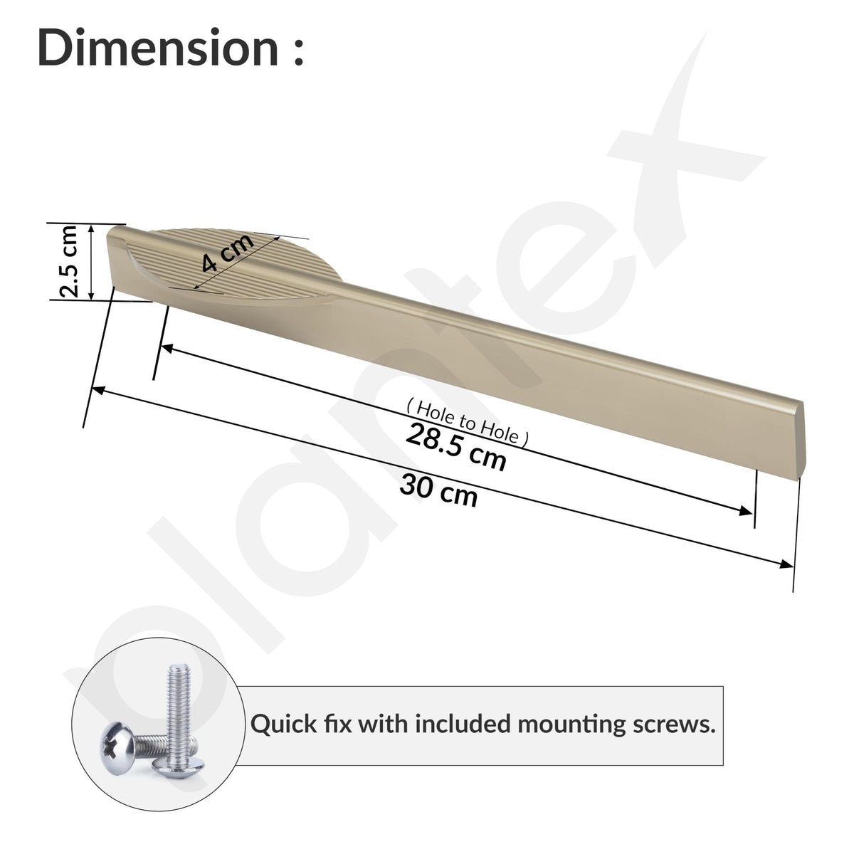 Plantex Cabinet Handle/Kitchen Cabinet Door Handle/Wardrobe/288 mm Cupboard Handle/Door Pull-Push Handle for Home/Office - Pack of 2 (Satin) (Model APS-DTC-5590)-3