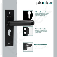 Plantex Heavy-Duty Door Lock Set - Main Door Lock Handle Set/Mortise Lock with 3 Keys, Brass Lock Body & Cylinder (8127 - Z Black & DC Black)-6