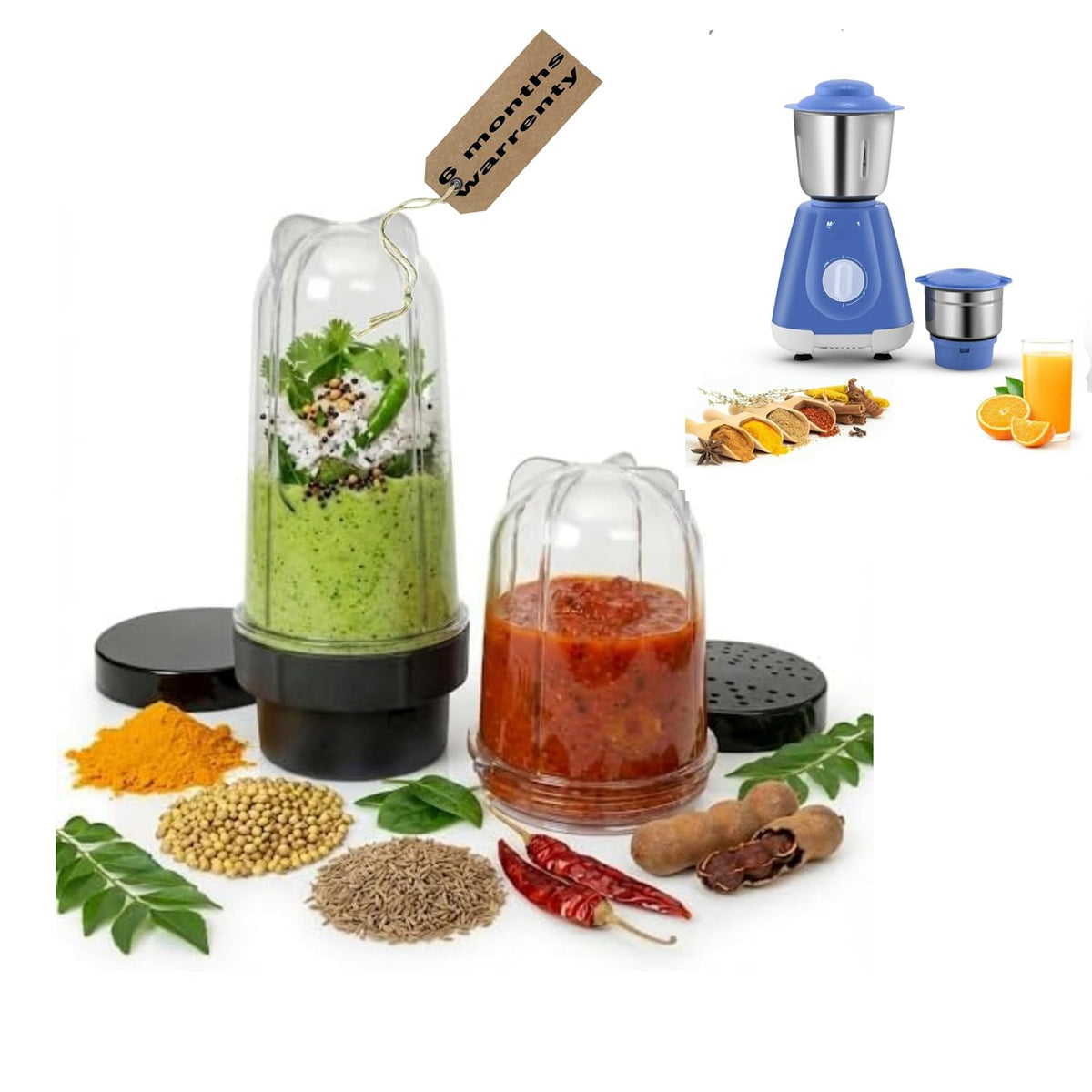 Bullet Jar Compatible with Maharaja Whiteline Smart Mixer Grinder - 2 Lock Base & 4 Teeth coupler l Bpa free l Food grade plastic