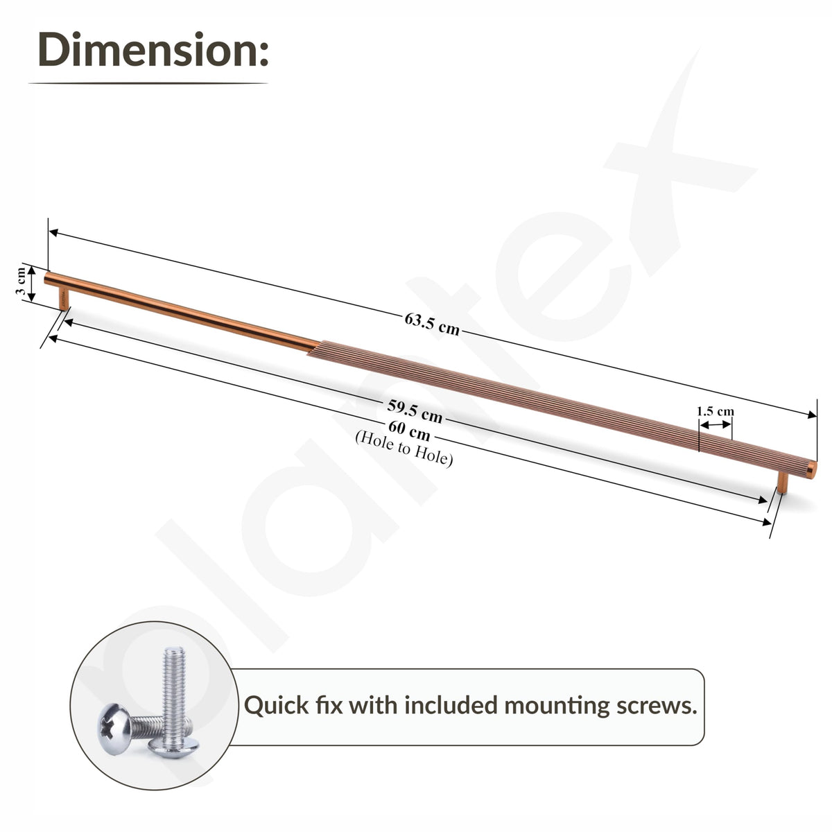 Plantex Stainless Steel & Aluminium Cabinet Handle/600mm Wardrobe Handle for Home/Cupboard Door Pull-Push Handles for Office - Pack of 1 (Rose Gold)-3