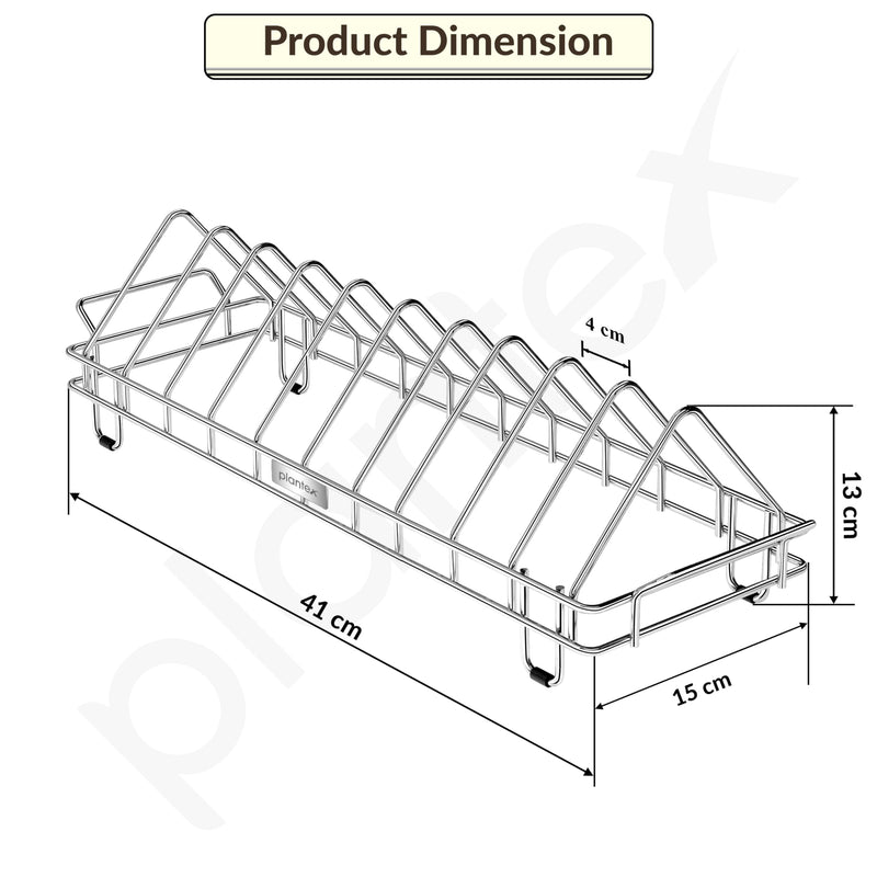 Plantex Stainless Steel Dish Rack/Thali Stand/Plate Fixer/Plate Stand/Tandem Box Accessories (Chrome)-4