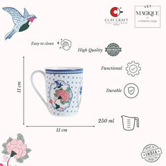 Magique by The Wishing Chair x ClayCraft : Window Jahanara Ceramic Coffee Mug 300ml | Fine China Milk Tea Cup | Elegant Floral Mug for Home Office Gifting | Microwave & Dishwasher Safe