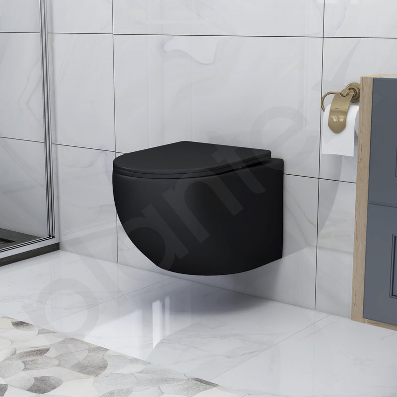 Plantex Imported Ceramic Western Commode for Toilet/Wall Hung Commode/Rimless Washdown Flush Commode with Soft Closing Toilet Seat Cover - P Trap (Matt Black)-6