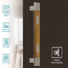 Plantex Heavy Duty Main Door Handle/14 inch Door Handle for Main Door/Pull Push Door Handle for Glass/Wooden Door with Satin and Wood Finish - Pack of 1-2