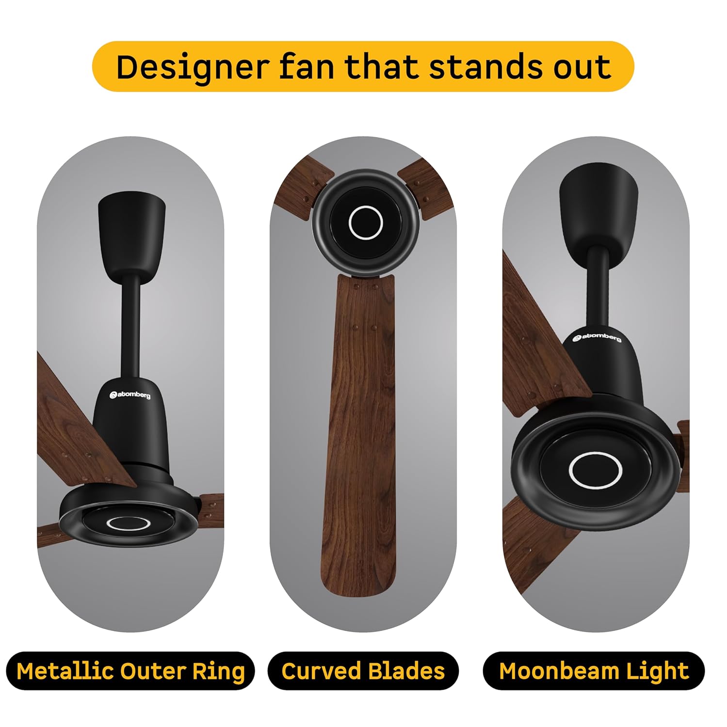 atomberg Studio Nexus Smart 1200mm BLDC Ceiling Fan with IoT & Remote Control | BEE 5-star | New Blade Design | High Air Delivery with Moonbeam Light | Low noise | 5 Year Warranty| Dark Walnut