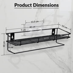 Plantex Bathroom Organizer Without Drill/GI Steel Multipurpose Bathroom Shelf/Wall Mounted Storage Rack/Towel Holder/Self Adhesive Bathroom Shelf- Wall Mount (Black)-3
