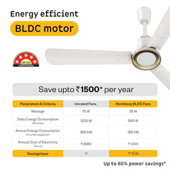 atomberg Studio Nexus Smart 1200mm BLDC Ceiling Fan with IoT & Remote Control | BEE 5-star | Newly Launched | High Air Delivery with Moonbeam Light | Low noise | 5 Year Warranty| Pearl White