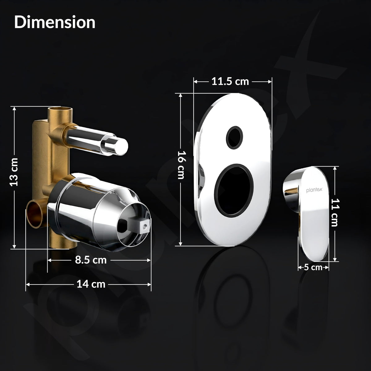 Plantex Single Lever Concealed Mixer with High Flow Diverter/Brass Concealed Body with Operating Lever & Wall Flange/Bathroom Shower Mixer Valve - Chrome (Across-5684)-4