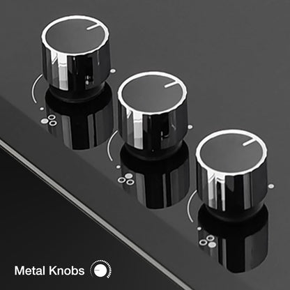 KAFF Built-in Hob/Hobtop 3 Burners with Auto Electric Ignition Glass Top, 60 CM, Brass Burners, Matt Enameled Pan Support, 8 MM Thick Toughened Glass (Black) | VRH 603