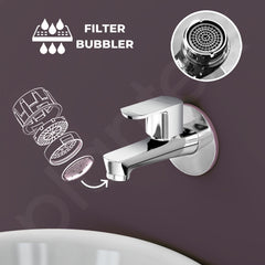 Plantex Water Tap for Bathroom with Water-Saving Tap/Wall Mount Bib Tap with Wall Flange and Teflon Tape/Brass Spindle Basin Tap for Home (CRM-1281-Mirror Chrome Finish)-3