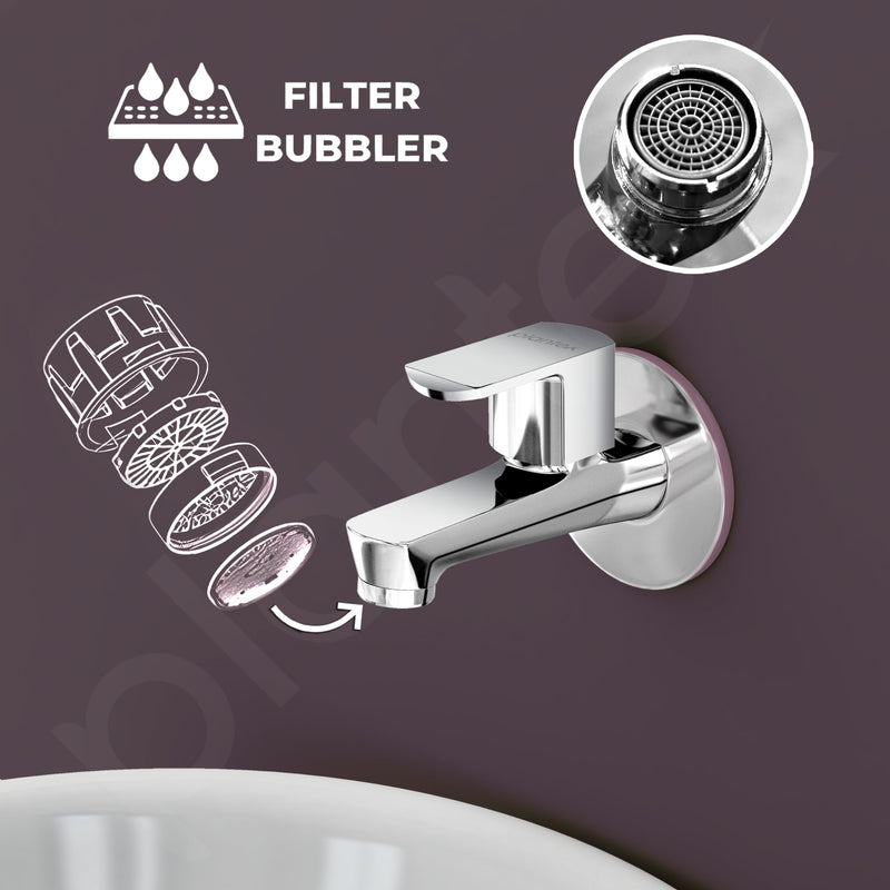 Plantex Water Tap for Bathroom with Water-Saving Tap/Wall Mount Bib Tap with Wall Flange and Teflon Tape/Brass Spindle Basin Tap for Home (CRM-1281-Mirror Chrome Finish)-3