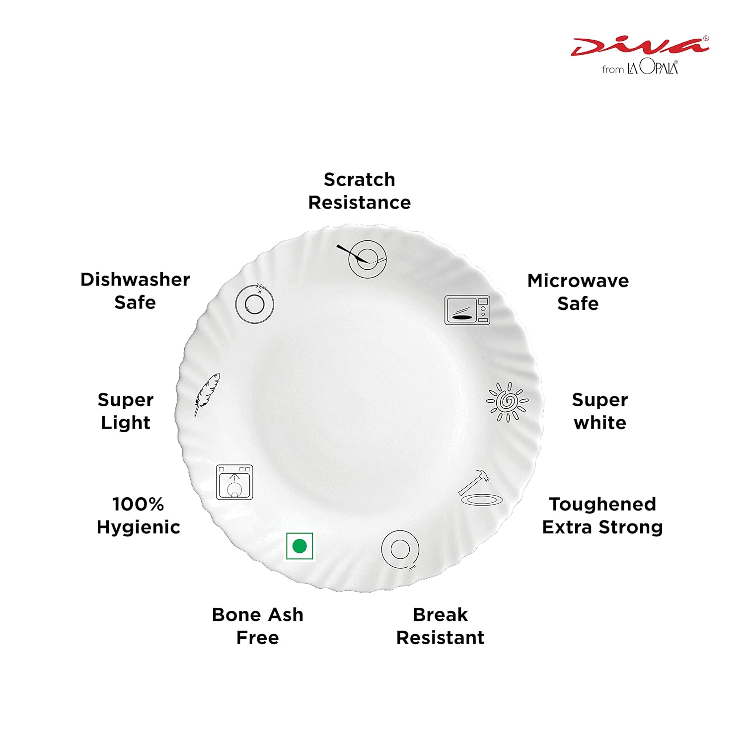 La Opala Diva, Opal Glass Crockery | Cup & Saucer Iris Regular, Set of 12 | Golden Fall, 160 ml | for Tea & Coffee | Microwave Safe | 100% Vegetarian | Extra Strong | Super Light | Super White