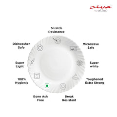 La Opala Diva, Opal Glass Crockery | Cup & Saucer Iris Regular, Set of 12 | Golden Fall, 160 ml | for Tea & Coffee | Microwave Safe | 100% Vegetarian | Extra Strong | Super Light | Super White