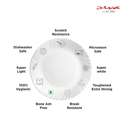 La Opala Diva, Opal Glass Crockery | Cup & Saucer Iris Regular, Set of 12 | Golden Fall, 160 ml | for Tea & Coffee | Microwave Safe | 100% Vegetarian | Extra Strong | Super Light | Super White