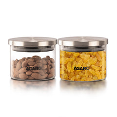 AGARO Elegant Glass Jar 3500 ml, Steel Lid, Storage Glass Container, Transparent, Kitchen Organiser, Multipurpose Jar