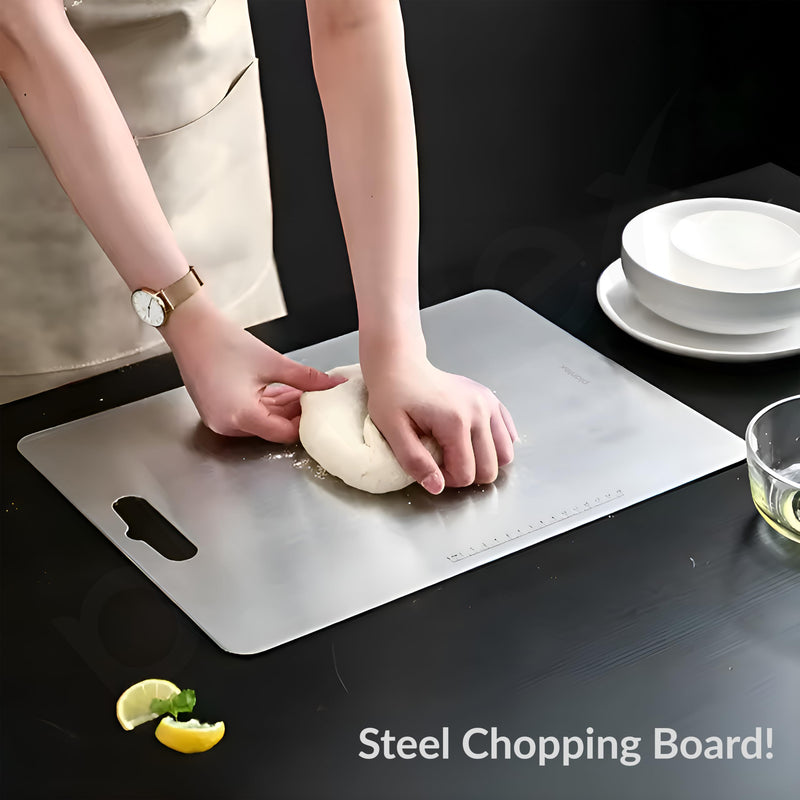 Plantex Chopping Board/Steel Chopper Board for Kitchen Use/Vegetable Cutting Pad with Easy-to-Move Handle with Hygienic Surface - (31 x 20.5 x 0.1 Cm)-5