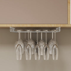 Plantex Stainless Steel Wine Glass Holder/3-Line Hanging Wine Glasses Rack/Upside-Down Glass Organizer Stand for Kitchen & Bar (L20 X W13 Inches - Triple Line), Hanging Shelves-2