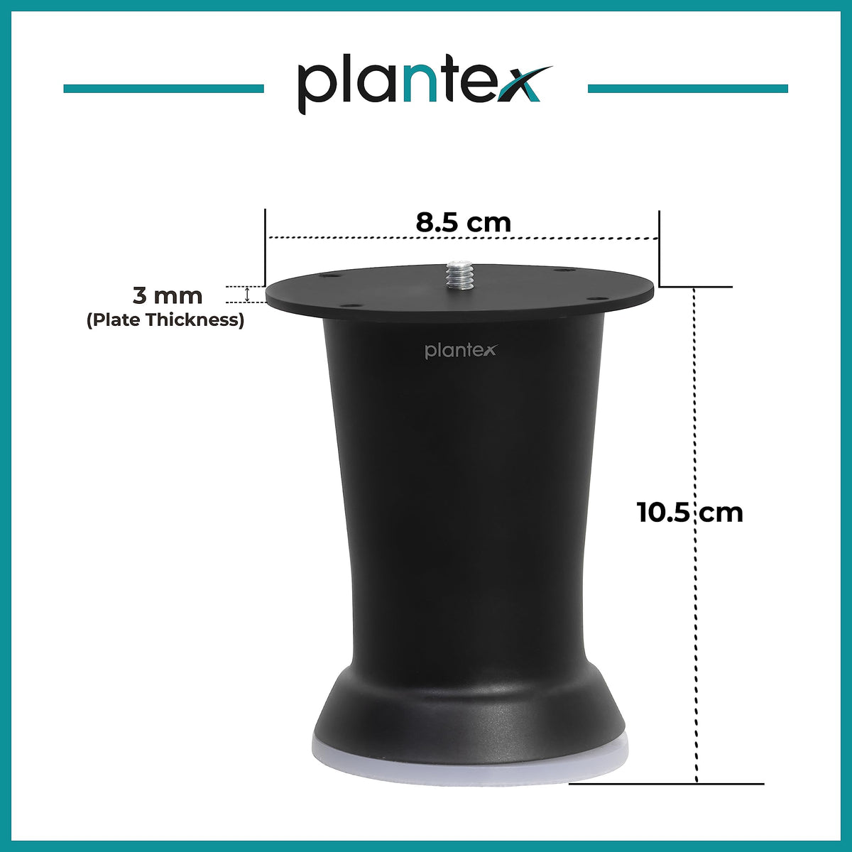 Plantex Round 4 inch Sofa Legs for Bed Furniture/Sofa Legs for Furniture Fitting/Table Legs/Sofa Leg Set of 2 pcs (Black)-3