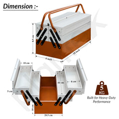 Plantex Tool Box Empty/18" Metal Tool Organizer 5- Compartments Metal Tool Boxs/Empty Tool Boxs/Tools Organizer Box - (Brown & Ivory)-3