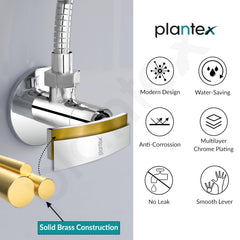 Plantex Pure Brass Angle Valve for Bathroom/Single Lever Angle Cock/Stop Cock with Wall Flange/Kitchen and Bathroom Accessories (ZUR-1504, Chrome)-6