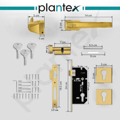 Plantex Brass Main Door Locks for Home/Premium Door Lock with 3 Years of Warranty/Mortise Handle for Door - Main Door Lock Set (PT-003- Gold)-3