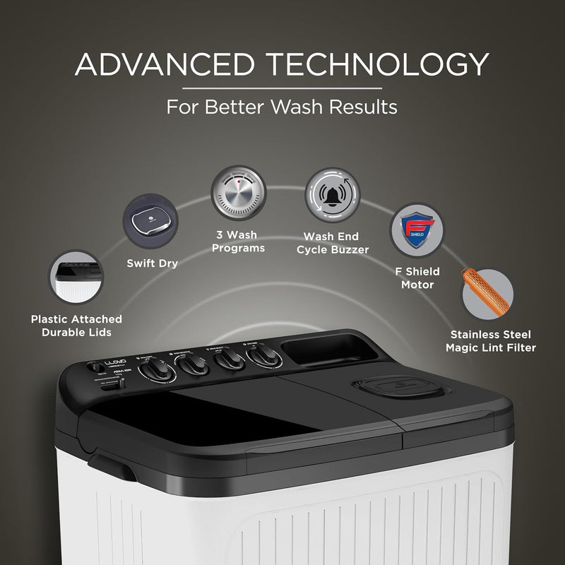 Lloyd 8 kg 5 Star Semi Automatic Top Load Washing Machine (GLWS805AODDG)-2