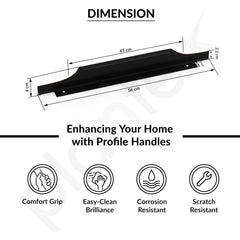 Plantex Aluminium Profile Handle for Kitchen Cabinet/22 Inch Drawer Profile Handle/Wardrobe Pull Handles for Home/Office/Hotel - Pack of 2 (Black)-3