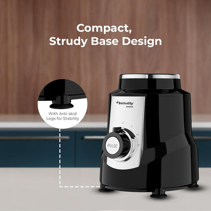 Butterfly Magnum 1.2 HP Mixer Grinder 3 Jar | 100% Copper Motor | 3 Stainless Steel Multipurpose Jars | ABS Body | Handsfree Operation | Lifetime Motor Warranty| Black