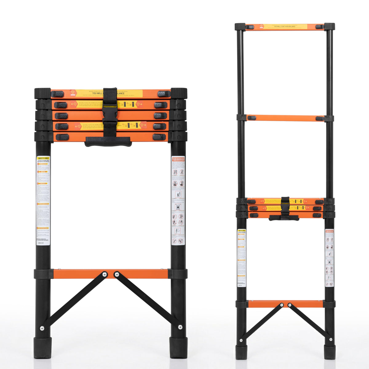 Plantex 2.3m (7.55 ft.) Telescopic Ladder/Carbon Steel 6-Steps Portable & Compact Ladder/Foldable Multipurpose Collapsible Ladder for Home & Outdoor Use - (Orange)-1