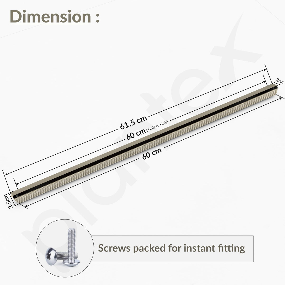 Plantex Cabinet Handle/600mm Handle for Cabinet/Drawer/Kitchen Handle/Door Pull-Push Handle for Home/Office - Pack of 1 (Satin) (Model APS-DTC-5200)-3