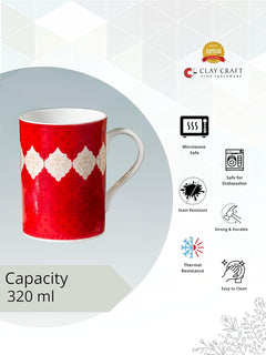 Clay Craft Fine Ceramic Printed Pride Milk/Coffee Mug 300 ml, Mugs for Coffee, Tea Mugs, Mugs for Gift, Ceramic Tea Cups, Reusable, Dishwasher, Freezer & Microwave Safe Mugs (Red, Set of 1)