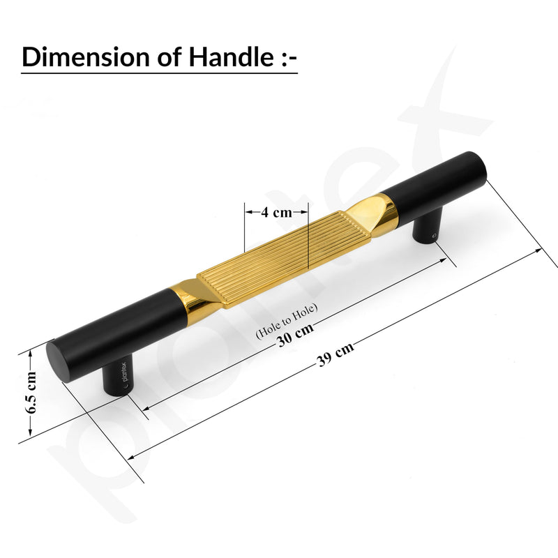 Plantex Door Handle/15 Inch Main Door Handle/Handle for Wooden Door/Pull-Push Door Handle/Door Accessories (Pack of 1, Black, Gold) 3 Years Warranty-3